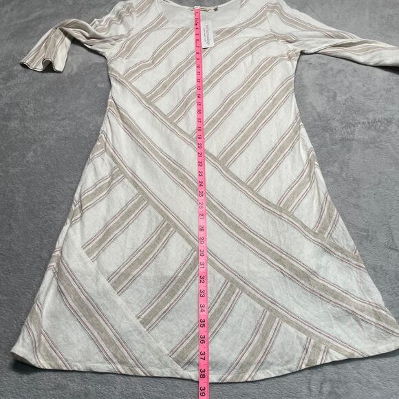 Soft Surroundings Dress Medium Lagenlook Coastal Linen Boho Cottage Striped New - Picture 8 of 10